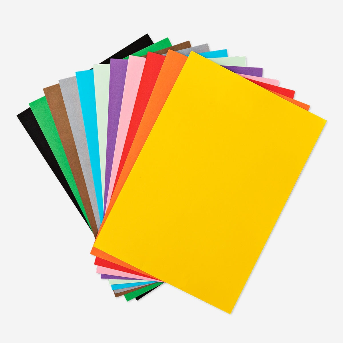 A4 sized coloured paper sheets for arts and crafts from Flying Tiger Copenhagen, featuring vibrant assorted colors.
