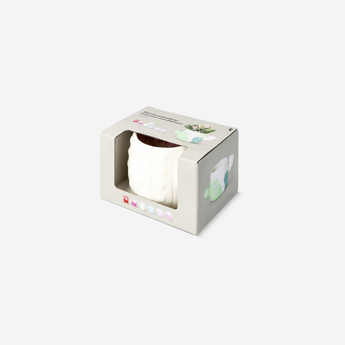 DIY cactus plant pot from Flying Tiger Copenhagen, featuring a colorful ceramic container perfect for hobby gardening.