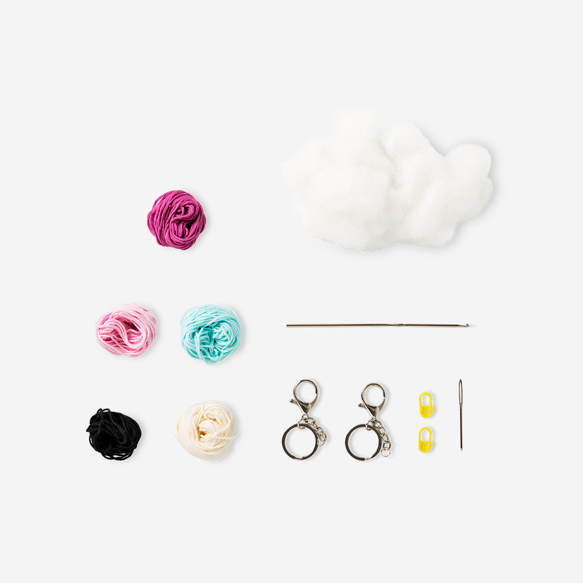 Two DIY crochet keyrings from Flying Tiger Copenhagen, colorful handmade accessories for keys and bags.