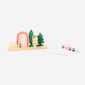 Hobby DIY elf door with paint by Flying Tiger Copenhagen, featuring colorful painted wooden door for creative craft projects.