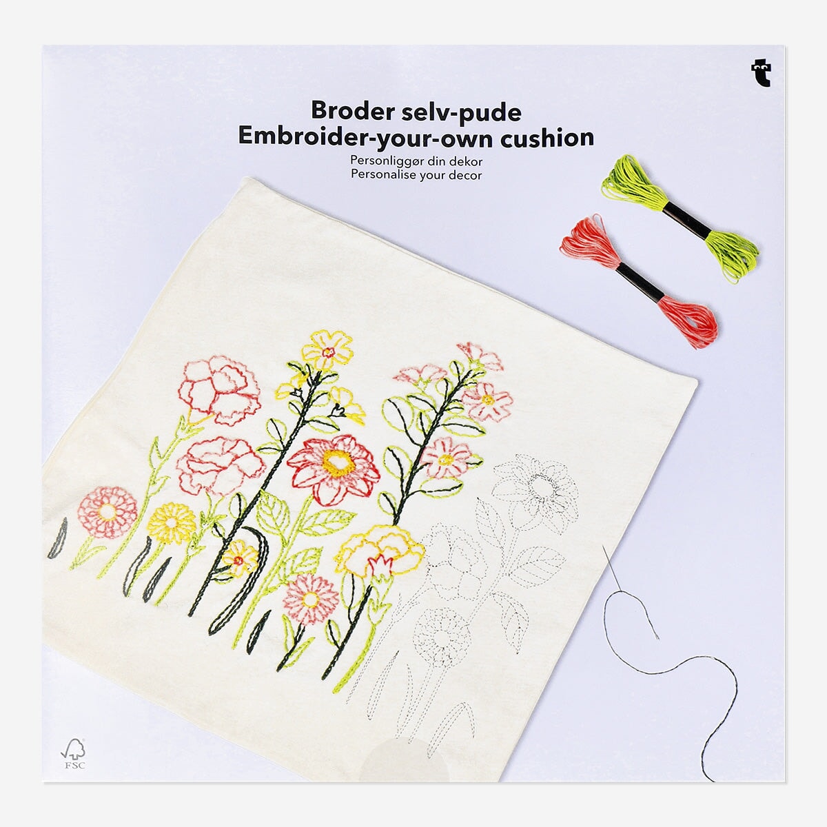 DIY embroidery pillow Hobby Flying Tiger Copenhagen 