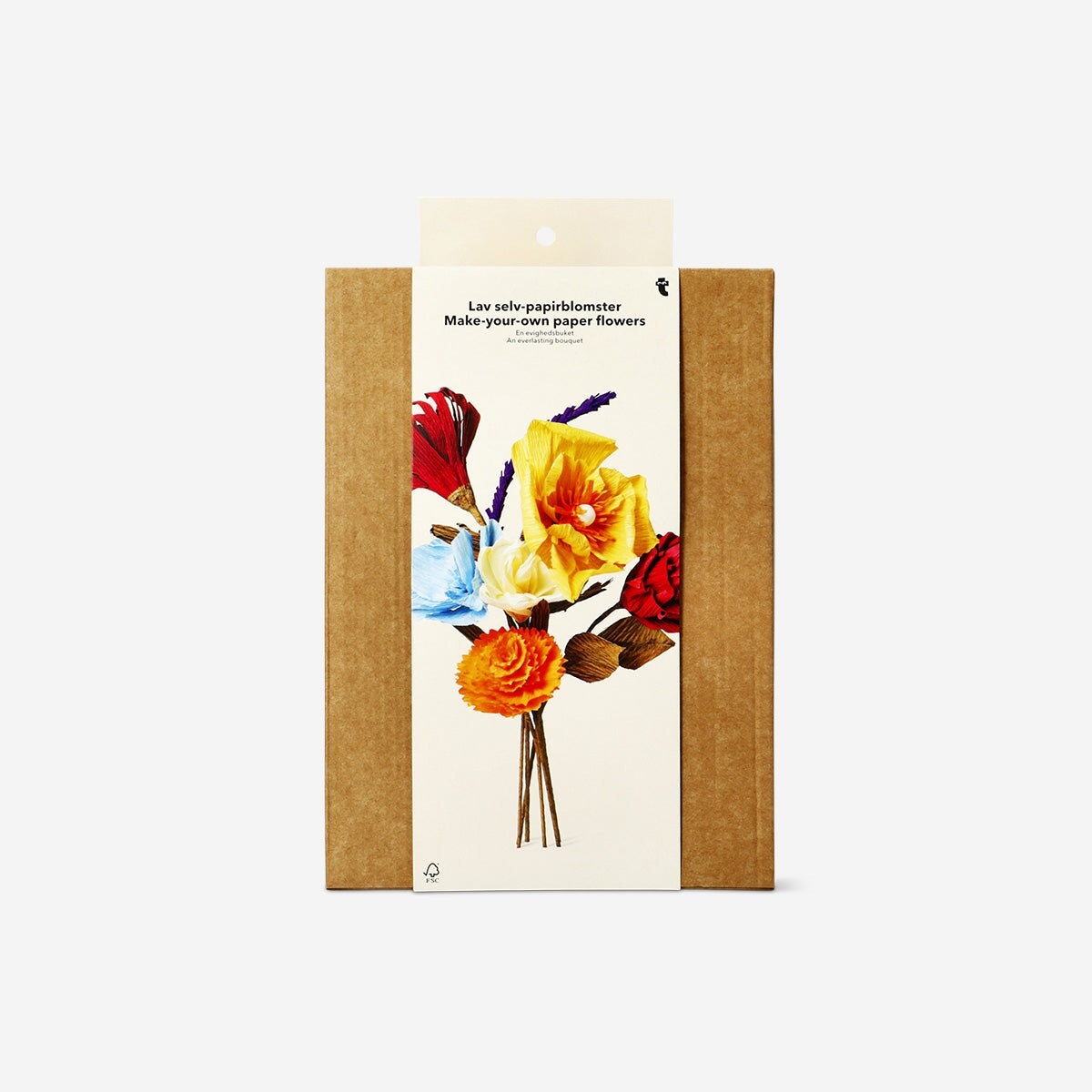 Colorful DIY paper flowers from Flying Tiger Copenhagen, perfect for hobby craft projects and home decoration.