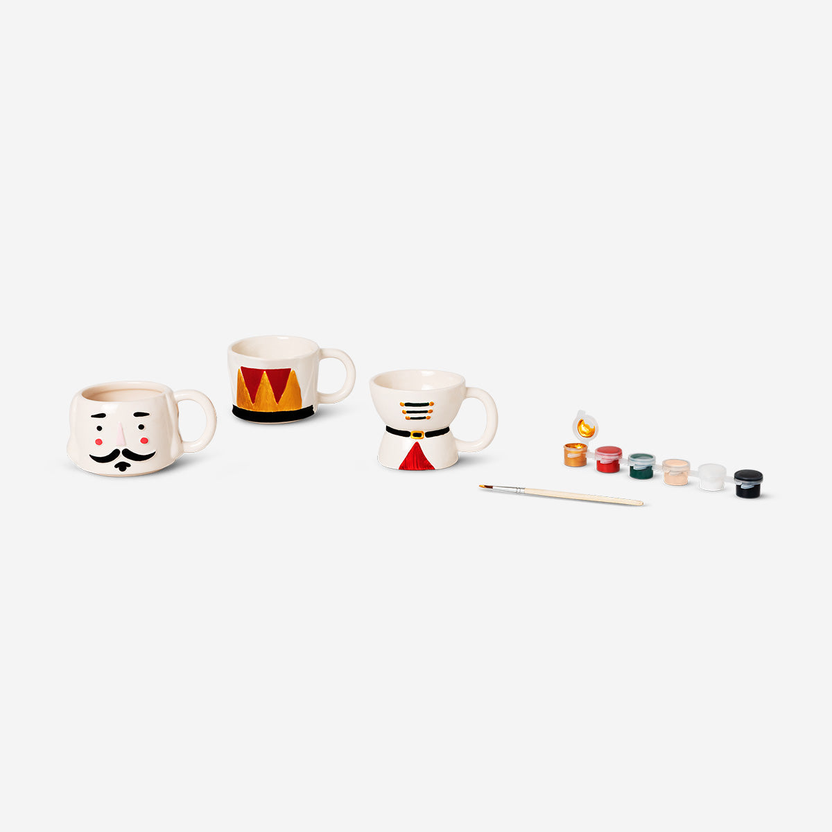 DIY stackable nutcracker mugs with paint - 3 pcs