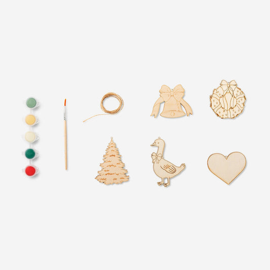 DIY wooden Christmas ornaments - 5 pcs