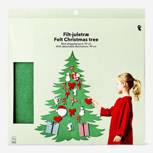 Felt Christmas tree with colorful decorations, hobby craft style, from Flying Tiger Copenhagen, suitable for festive holiday decor.