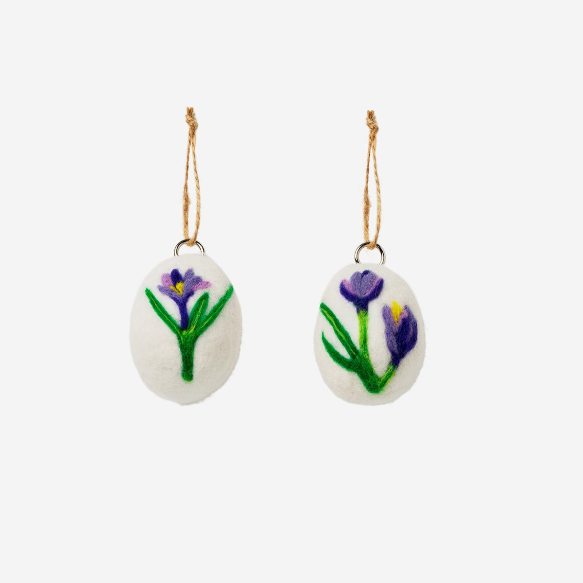 Needle felting kit by Flying Tiger Copenhagen featuring two colorful Easter egg shapes for crafting and decorating.
