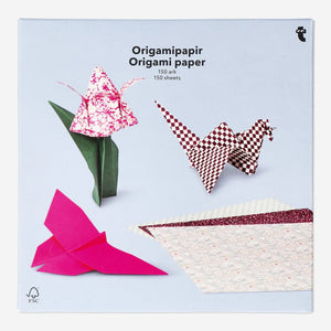 Set of 150 colorful origami paper sheets for crafting, by Flying Tiger Copenhagen, perfect for arts and hobby projects.