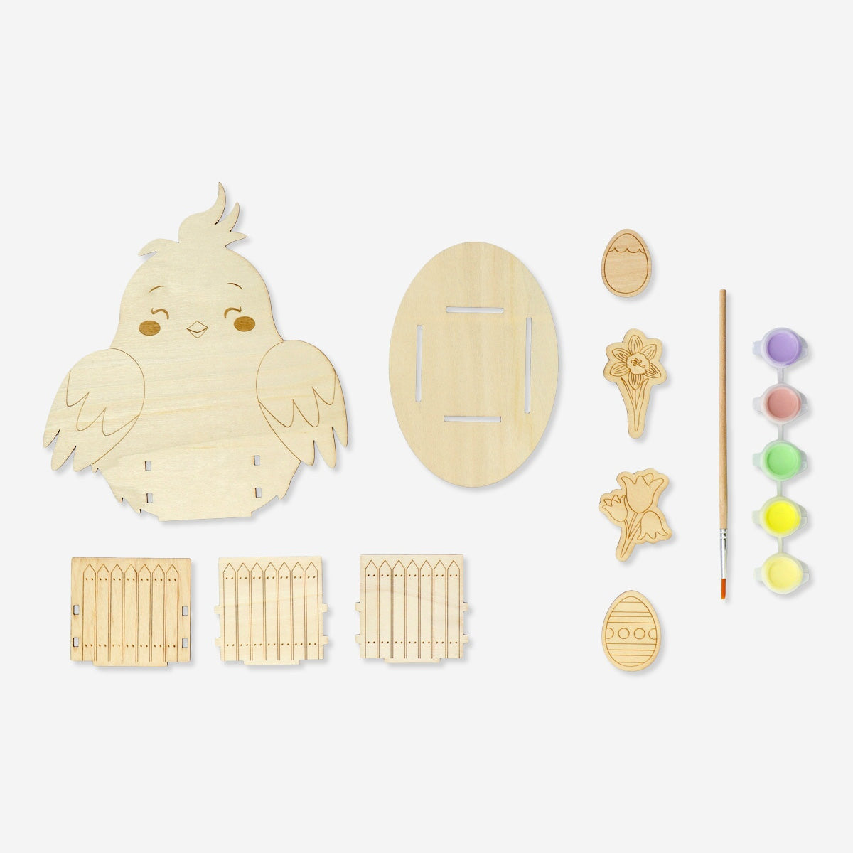 Paint-your-own Easter chicken decoration hobby kit by Flying Tiger Copenhagen, featuring a ceramic chicken for personalized Easter crafts.