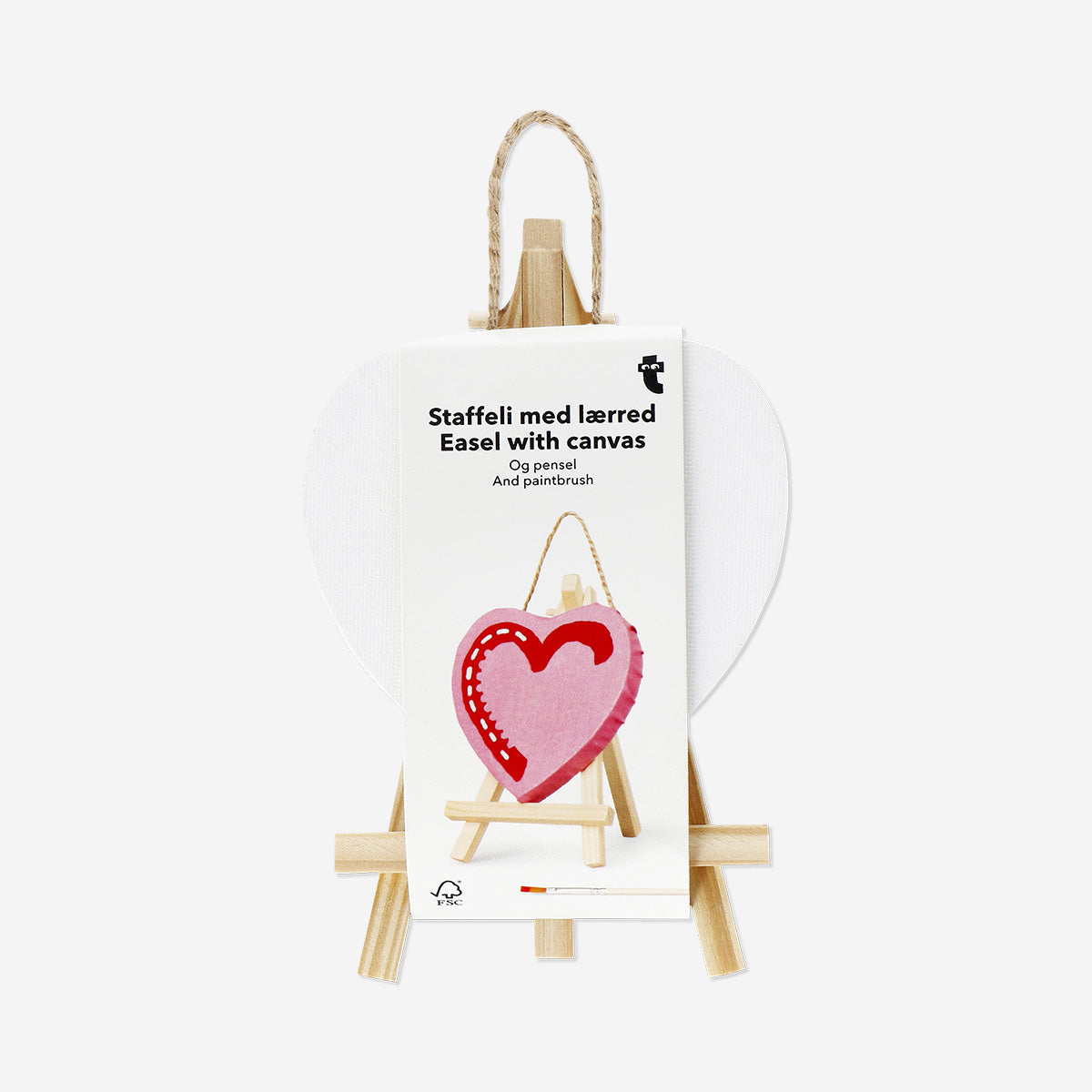 Klein hart canvas met schildersezel