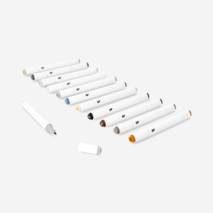 Set of 12 Flying Tiger Copenhagen twin markers in neutral shades for hobby and craft projects, with dual tips for versatile coloring.