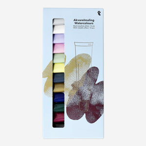 Set of 12 Flying Tiger Copenhagen watercolours with metallic effect for arts and crafts painting projects