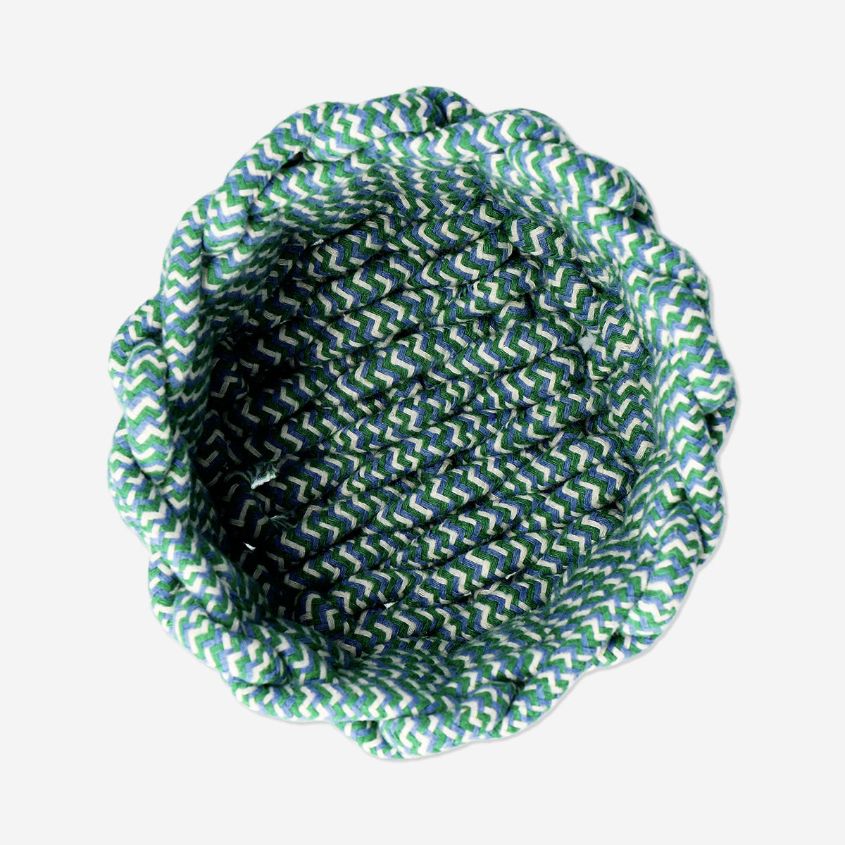 Panier rond tressé bleu - 16 cm