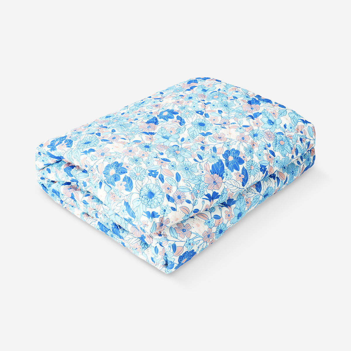 Blue floral quilted blanket - 170x130 cm