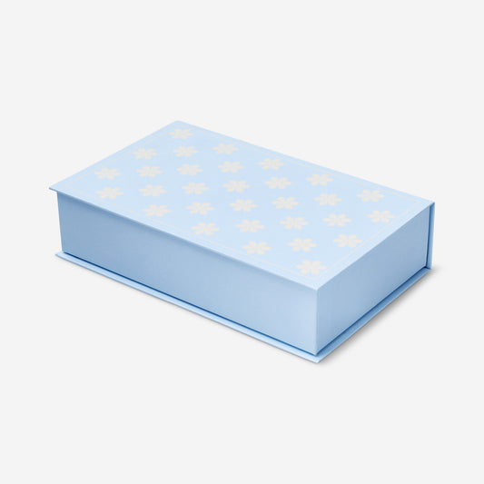 Blue floral storage box as a book - 21 cm