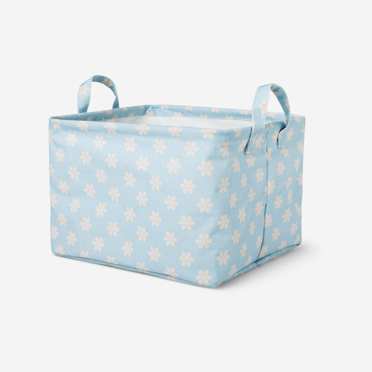 Panier de rangement en textile floral bleu - 28 cm