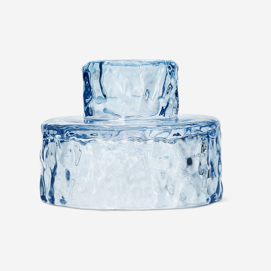 Blue reversible candle and tea light holder