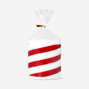 Candy cane striped pillar candle from Flying Tiger Copenhagen, 8 cm tall, featuring red and white festive holiday design.