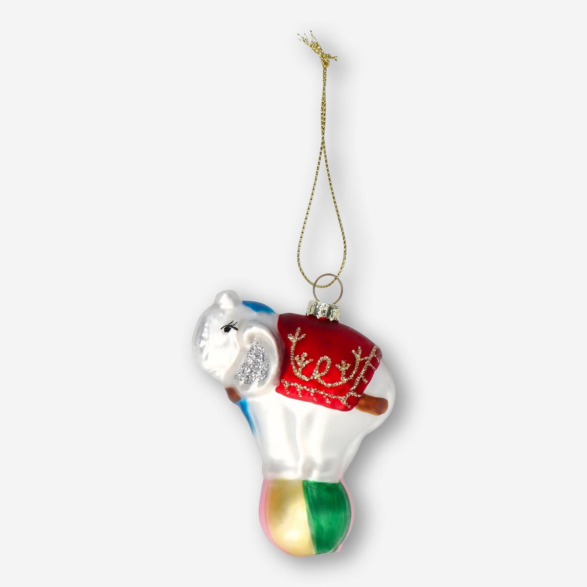 Flying Tiger Copenhagen Christmas bauble featuring a colorful circus elephant design, ideal for holiday home decorations.