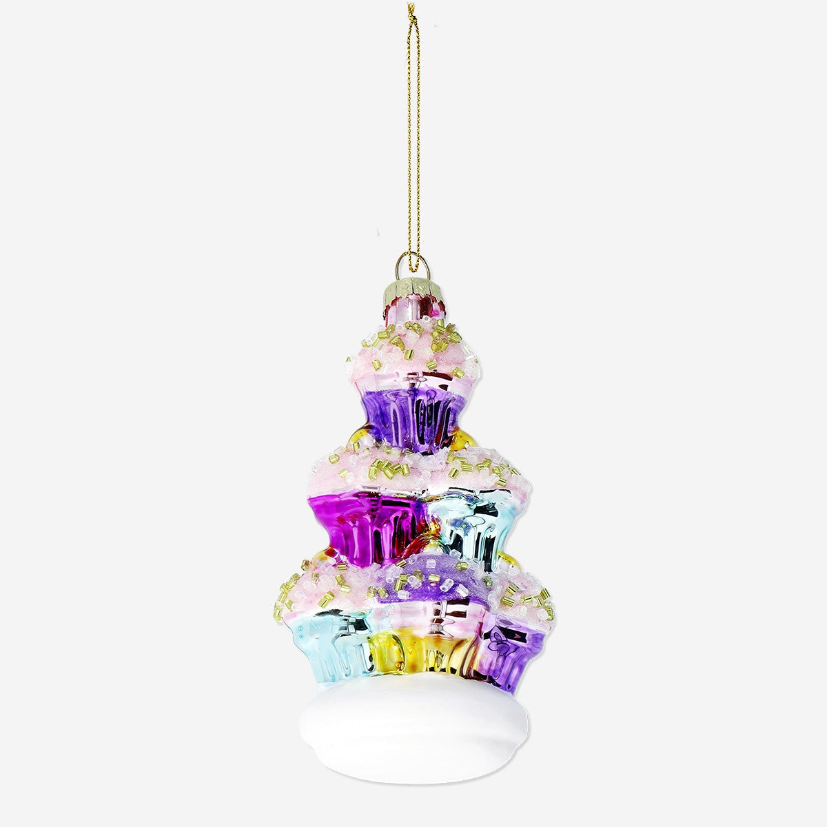 Christmas bauble cupcake stand from Flying Tiger Copenhagen, decorated with festive ornaments for holiday display.