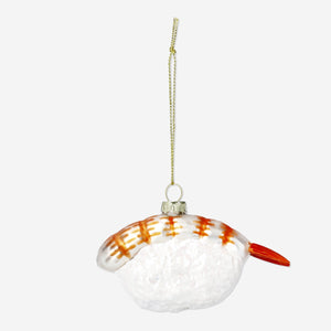 Flying Tiger Copenhagen Christmas bauble featuring a detailed nigiri sushi design, perfect for holiday decor.