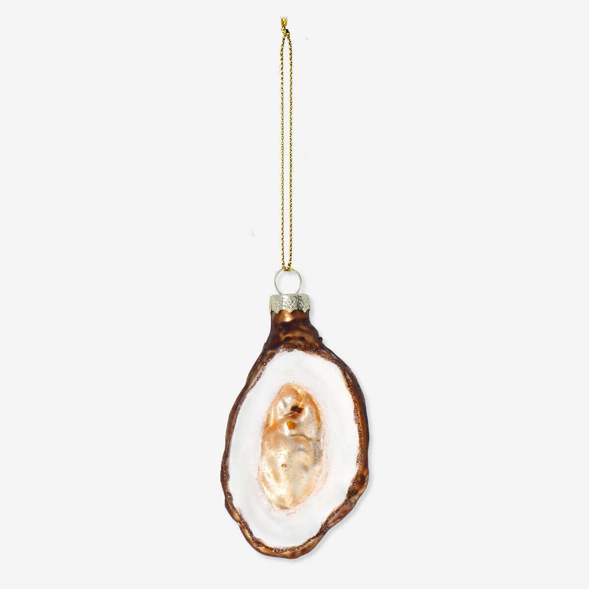 Christmas oyster-shaped bauble by Flying Tiger Copenhagen, hanging ornament with a shiny, textured surface for holiday decor.