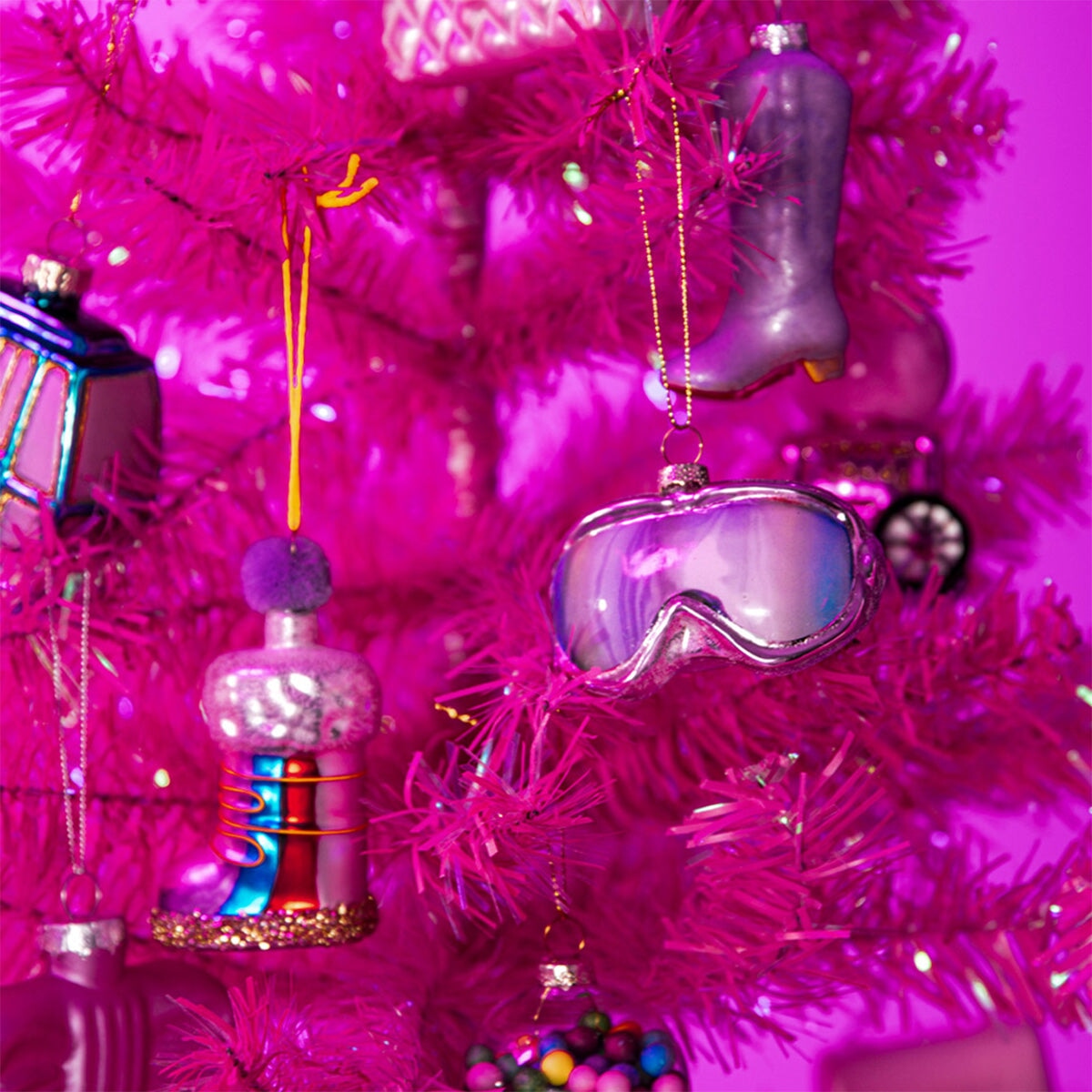 Flying Tiger Copenhagen Christmas bauble shaped like a ski boot, festive home decor ornament with holiday design.