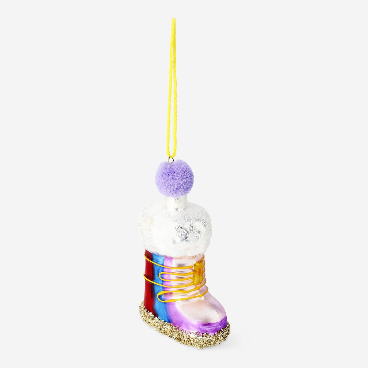 Flying Tiger Copenhagen Christmas bauble shaped like a ski boot, festive holiday decoration for home decor.