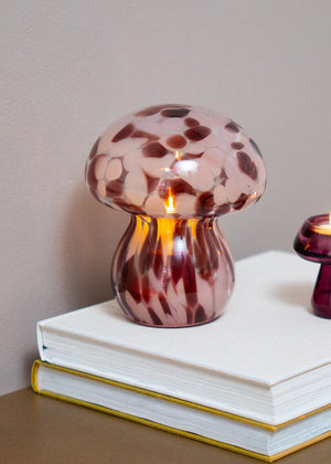 Glass mushroom lamp with dotted design from Flying Tiger Copenhagen, cozy home décor lighting with a charming, modern style.