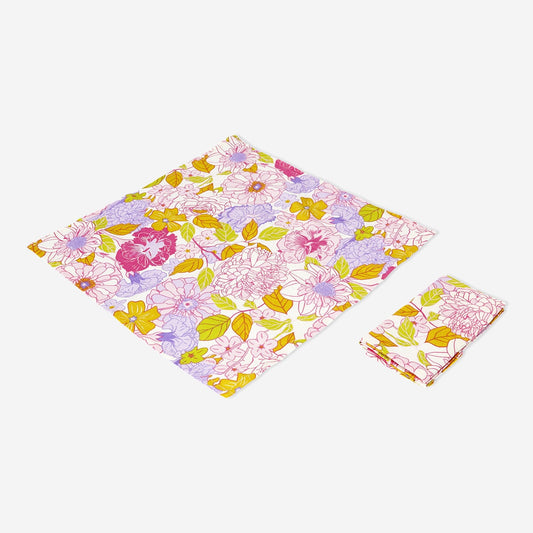 Cotton napkins with large flower print