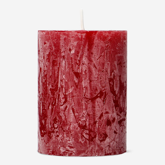 Dark Red Rustic Pillar Candle - 8 cm
