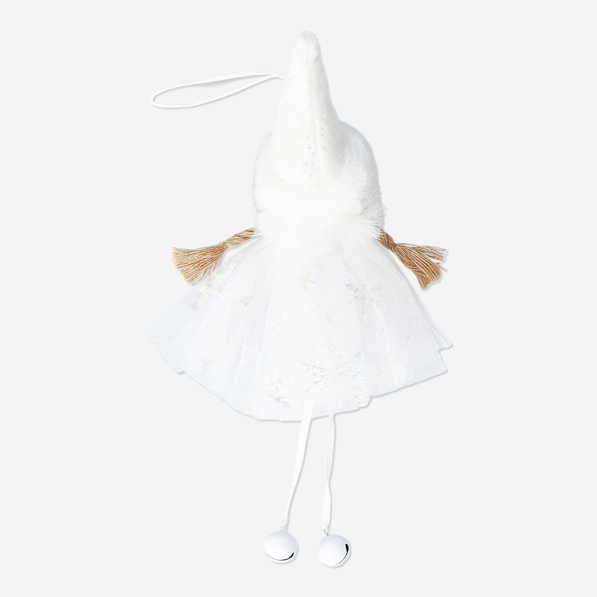Decorative angel figurine with blonde hair for home decor by Flying Tiger Copenhagen, featuring detailed craftsmanship and a serene expression.