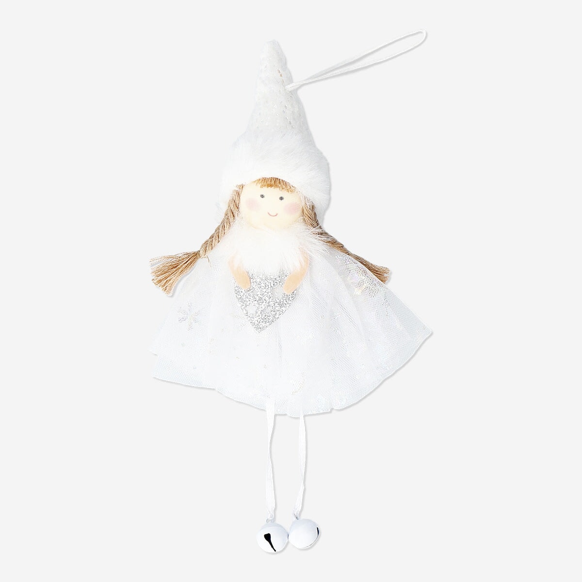 Decorative angel figurine with blonde hair, designed for home decor, by Flying Tiger Copenhagen.