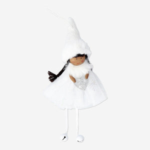 Decorative angel figurine with brown hair for home décor, featuring detailed craftsmanship from Flying Tiger Copenhagen.