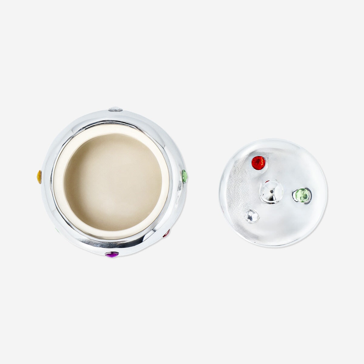 Decorative silver ceramic jar with gemstones Home Flying Tiger Copenhagen 