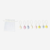 Set of six Easter egg ornaments with colorful stripes and dots, decorative home Easter decorations by Flying Tiger Copenhagen