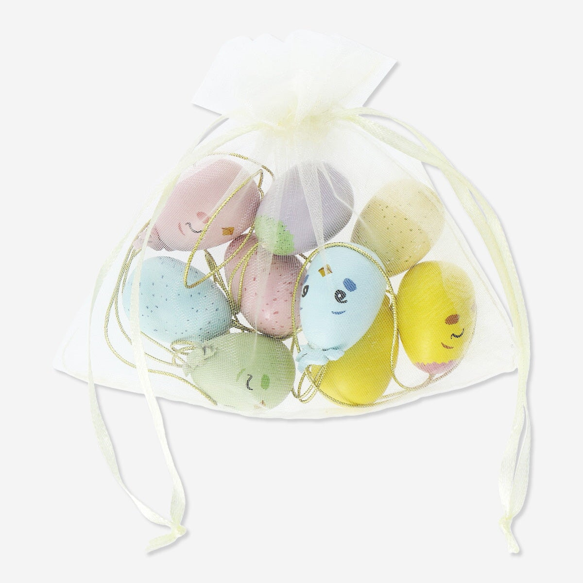 Set of 9 Easter ornaments for home decor by Flying Tiger Copenhagen, featuring colorful festive designs.