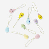Set of 9 Easter ornaments for home decor by Flying Tiger Copenhagen, featuring colorful festive designs.