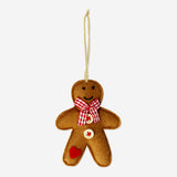 Felt gingerbread man ornament for home decor, featuring a cute design with stitched details, from Flying Tiger Copenhagen.
