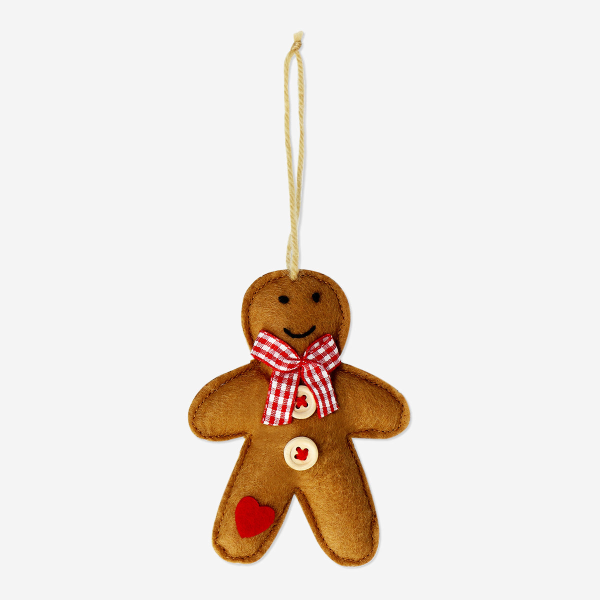 Felt gingerbread man ornament for home decor, featuring a cute design with stitched details, from Flying Tiger Copenhagen.