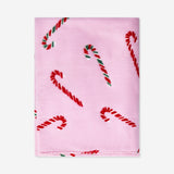 Flying Tiger Copenhagen fleece blanket with candy cane print, 180x130 cm, soft cozy home decor for festive occasions.