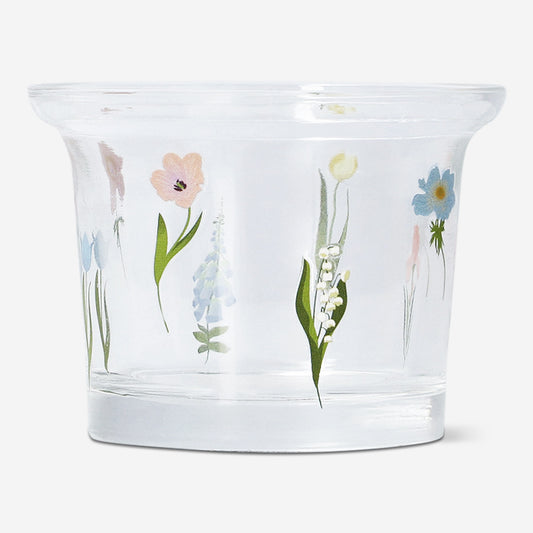 Floral glass tealight holder