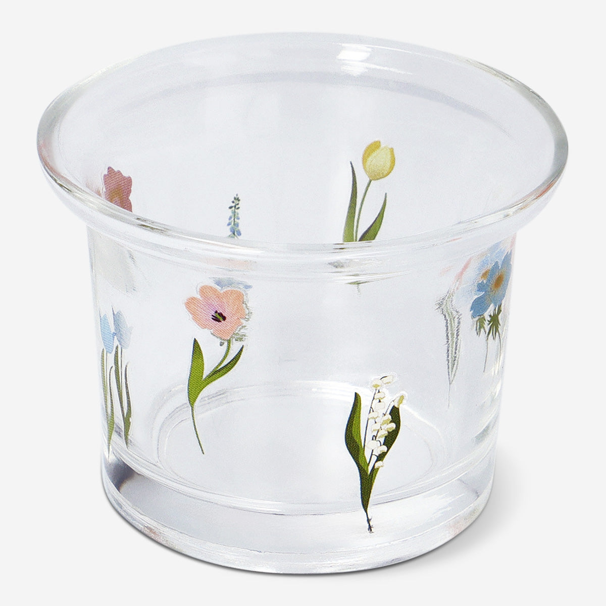 Floral glass tealight holder