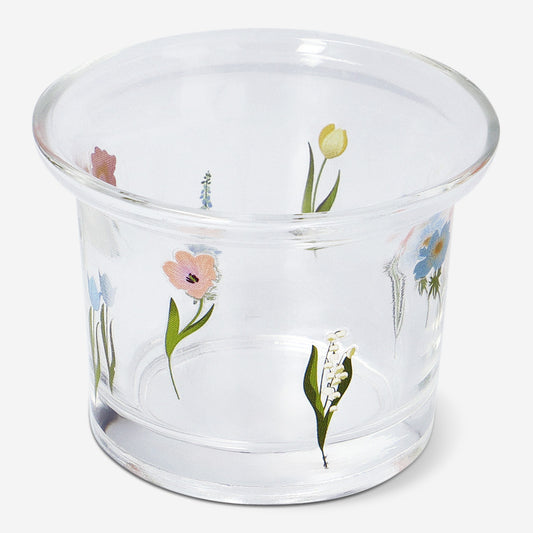 Floral glass tealight holder