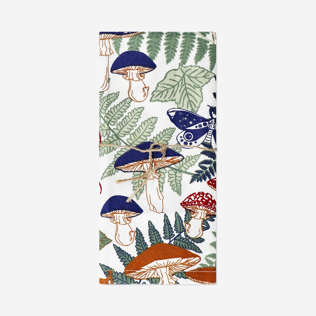 Set of two Flying Tiger Copenhagen forest print fabric napkins, natural home decor with woodland-inspired design.