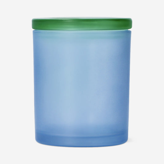 Frosted blue glass decorative jar