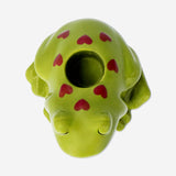 Green frog candleholder with hearts