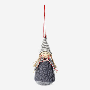 Grey Christmas elf dressed in a festive outfit, designed for holiday home decoration by Flying Tiger Copenhagen.