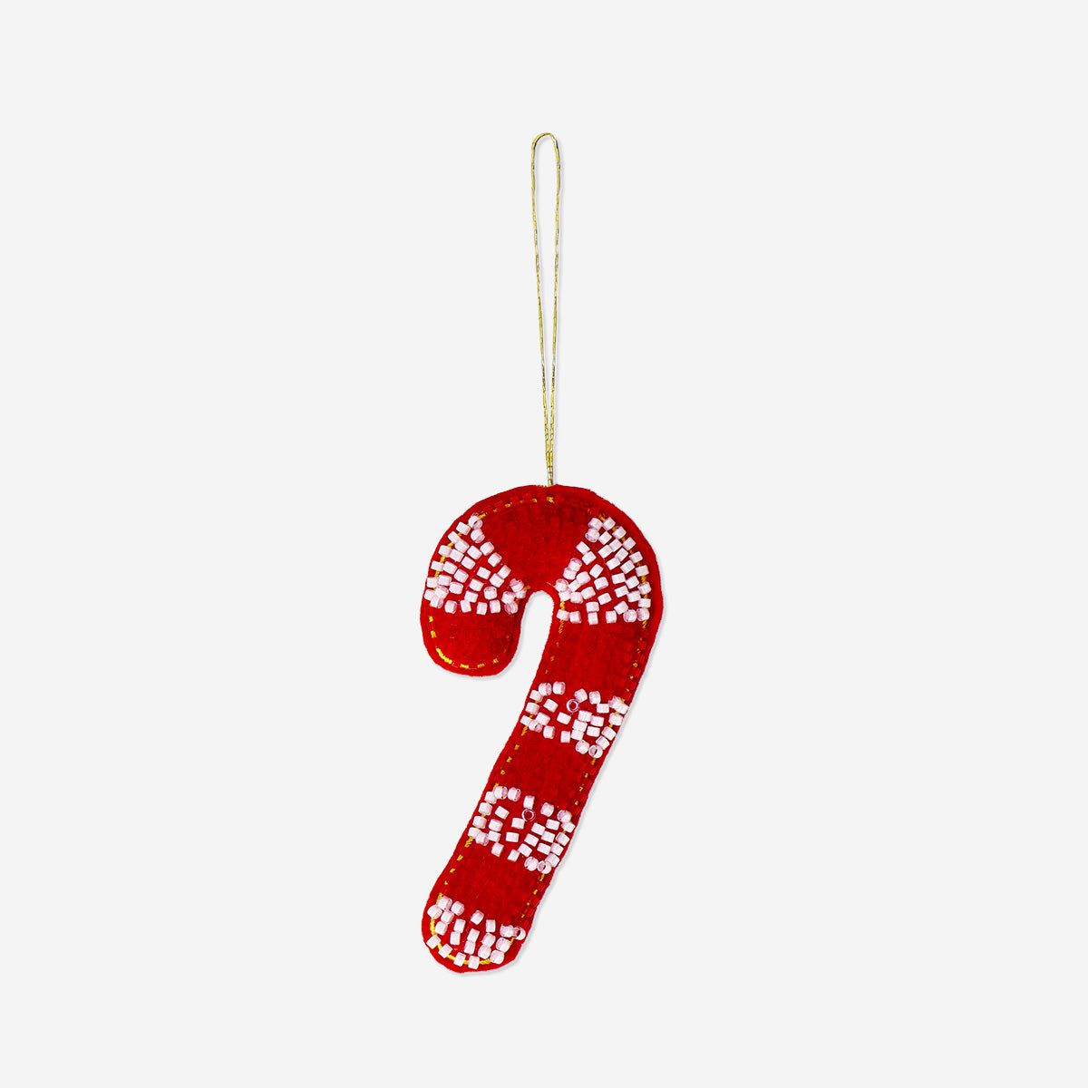Hanging ornament - Candy cane with beads