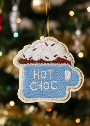 Flying Tiger Copenhagen hanging ornament featuring a hot chocolate design with beads, ideal for home decoration.