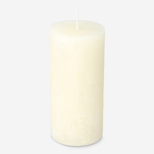 Ivory White Rustic Pillar Candle - 12 cm